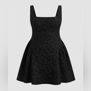 Square Neck Floral Jacquard Backless Bowknot Mini Dress